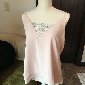 Women’s Pink Polyester  Flowing Medium Tank